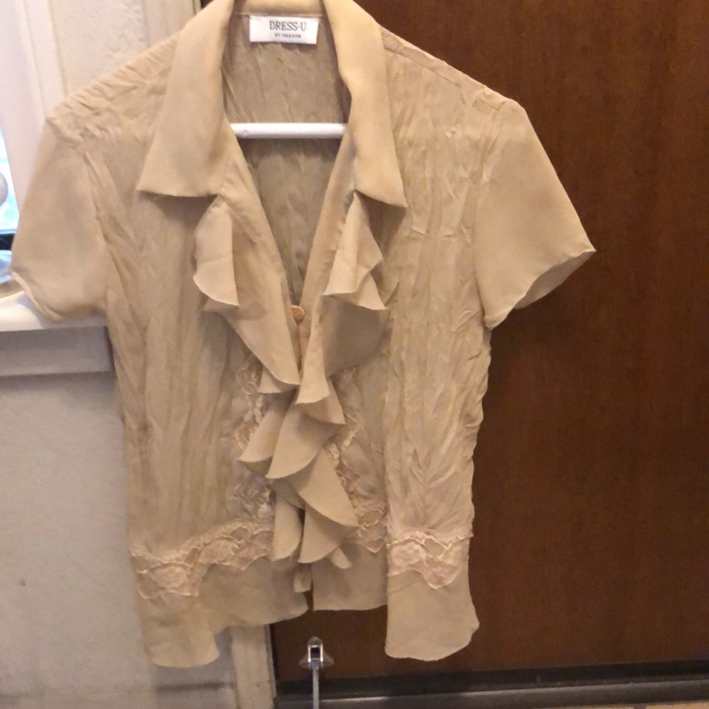 Dress-U by Sharon ruffles laced trim blouse pristine condition
